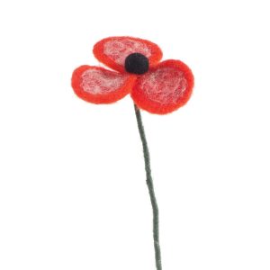 Fleurs en laine – coquelicot rouge