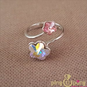 Bague SPARK « Fleurs » changeantes en argent et cristaux de luxe