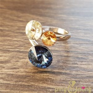 Bague « bonbon » Spark en argent ornée de trois cristaux de Swarovski