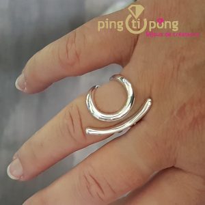 Bague géométrique en argent 925 rhodié de CANYON