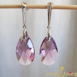 Boucles d’oreilles « larmes » en cristal rosé et argent 925 de SPARK