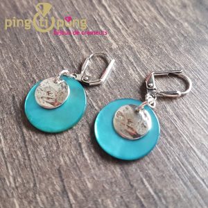 Boucles d’oreilles en nacre bleu canard LA PETITE SARDINE