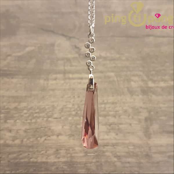 Collier an argent avec pendentif stalactite en cristal de Swarovski rose de Spark – Image 3