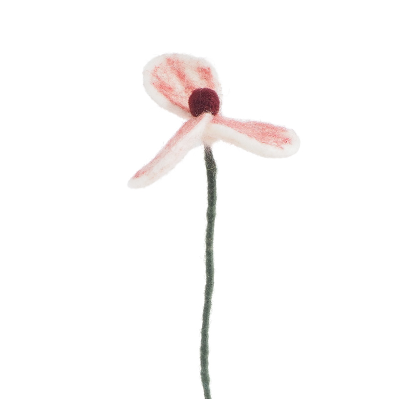 Fleurs en laine – coquelicot Blanc – Image 3