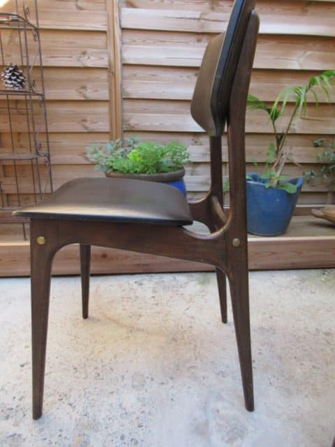 Paire de chaise Stella année 50/60 bois skaï Léon Ruisseau mobilier design contemporain scandinave – Image 3