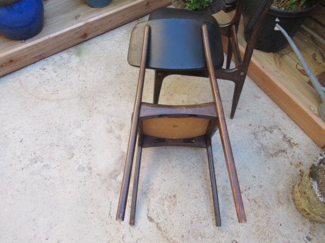Paire de chaise Stella année 50/60 bois skaï Léon Ruisseau mobilier design contemporain scandinave – Image 5