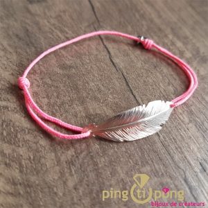 Bijou plume rose – Bracelet argent femme – L’AVARE bijoux