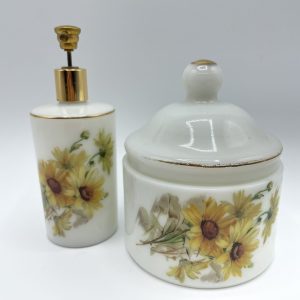 Porcelaine pour salle de bain tournesols 2 pièces