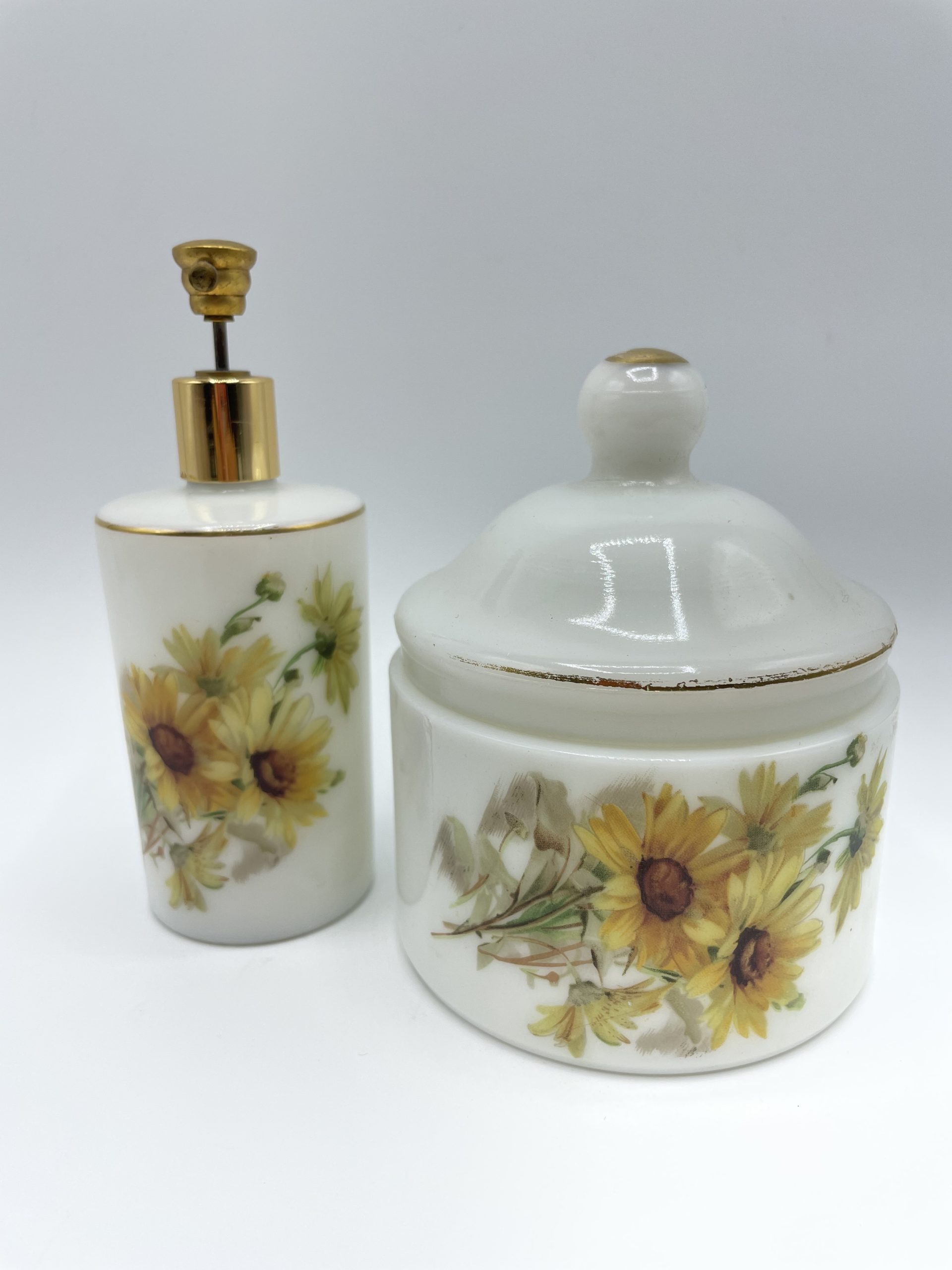 Porcelaine pour salle de bain tournesols 2 pièces