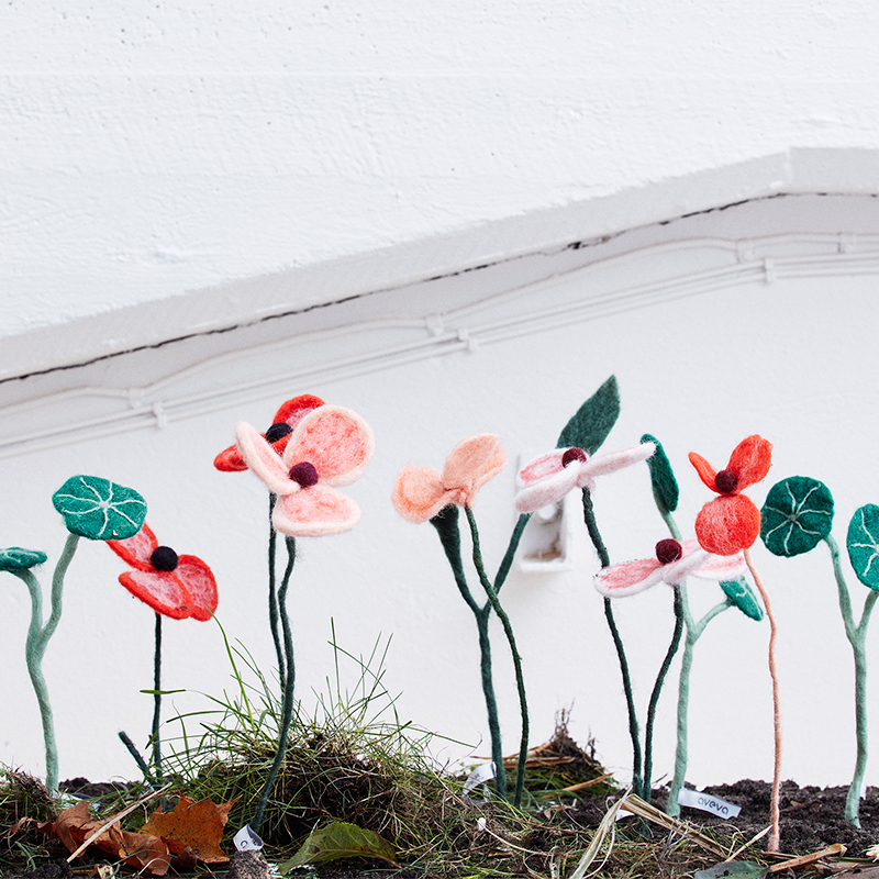 Fleurs en laine – coquelicot rouge – Image 4