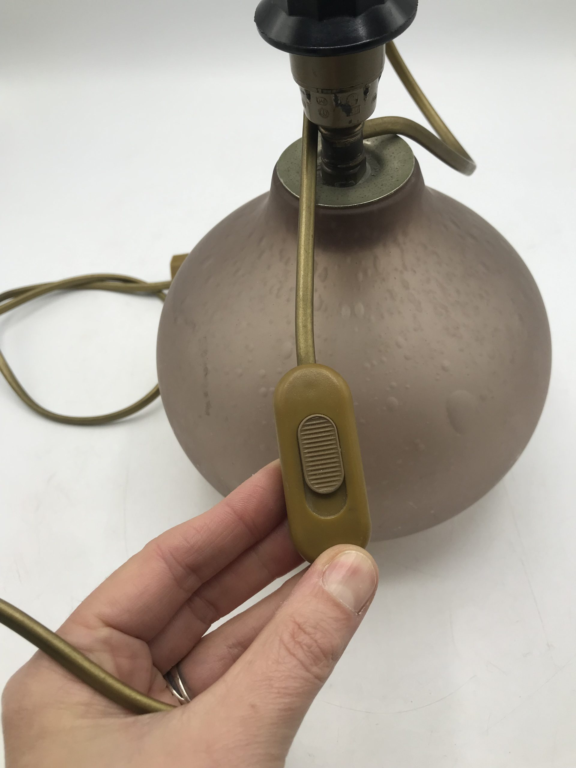 Pied de lampe en verre bullé vieux rose – Image 5