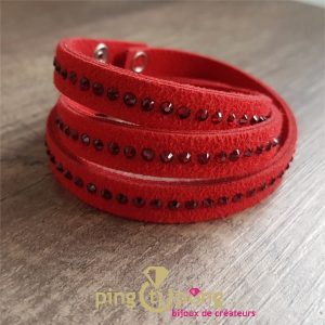 Bracelet Spark alcantara et cristal de Swarovski rouge®