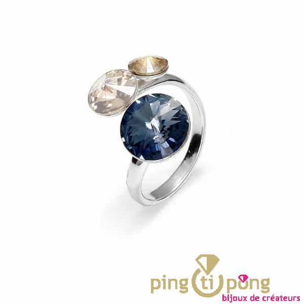 Bague « bonbon » Spark en argent ornée de trois cristaux de Swarovski – Image 2