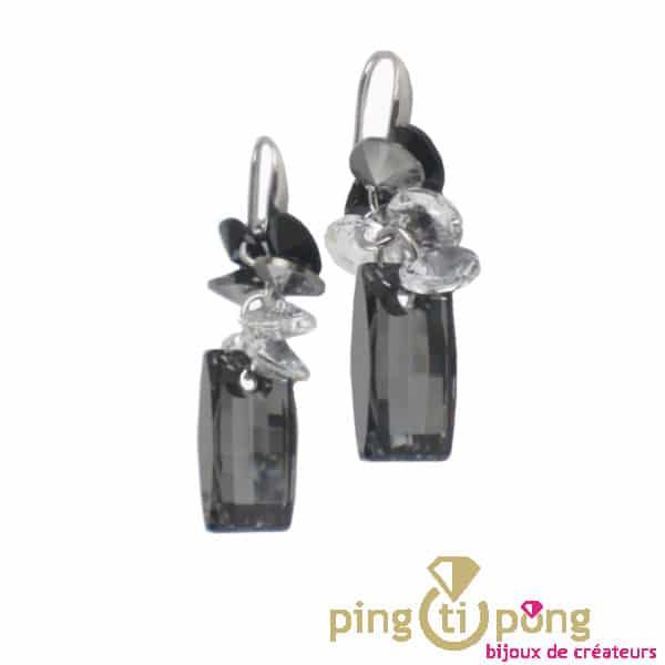 Boucles pendantes effet strass en argent et cristaux de Swarovski® de SPARK – Image 2