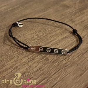 Bracelet en argent rhodié et lacette noire de L’AVARE