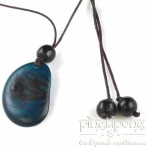 Collier écologique original en tagua bleu turquoise